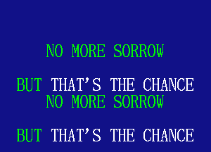 NO MORE SORROW

BUT THAT S THE CHANCE
NO MORE SORROW

BUT THAT S THE CHANCE