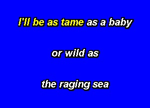 I'll be as tame as a baby

or wild as

the raging sea