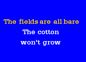 The fields are all bare
The cotton

won't grow