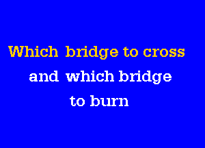 Which bridge to cross

and which bridge

to burn