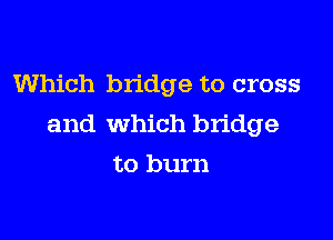 Which bridge to cross

and which bridge

to burn