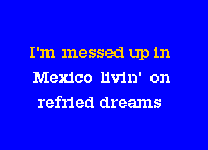I'm messed up in
Mexico livin' on
refried dreams