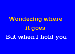 Wondering Where
it goes

But When I hold you