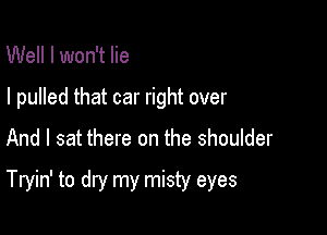 Well I won't lie
I pulled that car right over

And I sat there on the shoulder

Tryin' to dry my misty eyes