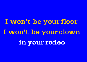 I won't be your floor
I won't be your clown
in your rodeo