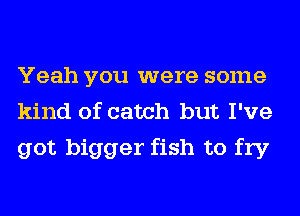 Yeah you were some
kind of catch but I've
got bigger fish to fry