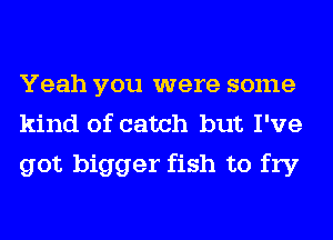 Yeah you were some
kind of catch but I've
got bigger fish to fry