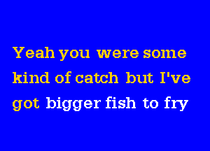 Yeah you were some
kind of catch but I've
got bigger fish to fry