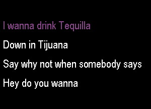 I wanna drink Tequilla

Down in Tijuana

Say why not when somebody says

Hey do you wanna