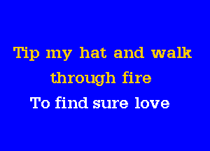 Tip my hat and walk
through fire
To find sure love