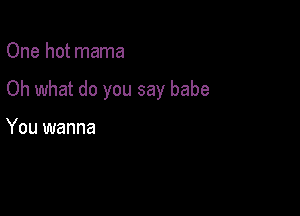 One hot mama

Oh what do you say babe

You wanna