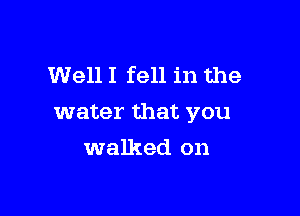 Well I fell in the

water that you

walked on