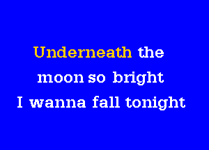 Underneath the
moon so bright
I wanna fall tonight
