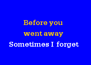 Before you

went away
Sometimes I forget