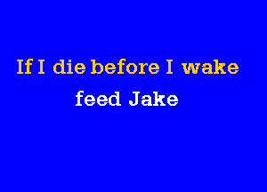 IfI die before I wake

feed J ake