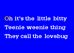 Oh it's the little bitty
Teenie weenie thing
They call the lovebug