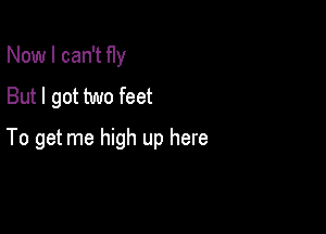 Now I can't fly
But I got two feet

To get me high up here