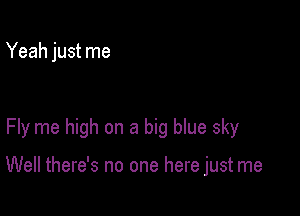 Yeah just me

Fly me high on a big blue sky

Well there's no one here just me