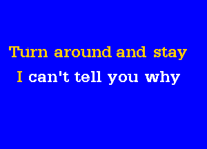 Turn around and stay

I can't tell you why