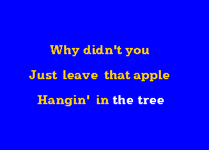 Why didn't you

J ust leave that apple

Hangin' in the tree