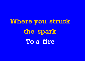 Where you struck

the spark

To a fire
