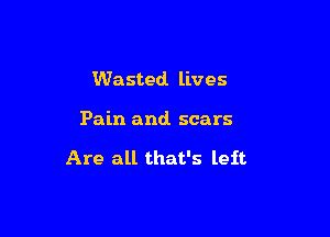 Wasted lives

Pain and scars

Are all that's left