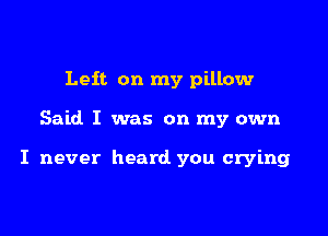 Leif. on my pillow

Said I was on my own

I never heard you crying