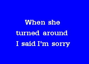 When she
turned around

I said I'm sorry