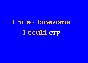 I'm so lonesome

I could cry
