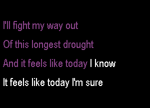 I'll fight my way out
Of this longest drought

And it feels like today I know

It feels like today I'm sure