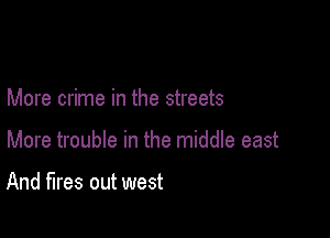 More crime in the streets

More trouble in the middle east

And fires out west