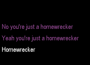No you're just a homewrecker

Yeah you're just a homewrecker

Homewrecker