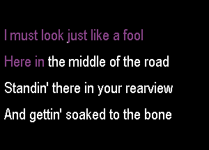 I must look just like a fool

Here in the middle of the road

Standin' there in your rearview

And gettin' soaked to the bone