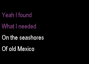 Yeah I found
What I needed

On the seashores
Of old Mexico