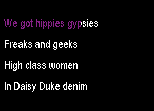 We got hippies gypsies

Freaks and geeks
High class women

In Daisy Duke denim
