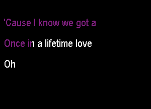 'Cause I know we got a

Once in a lifetime love

0h