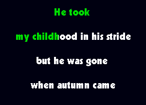 He took

my childhood in his stride

but he was gone

when autumn came