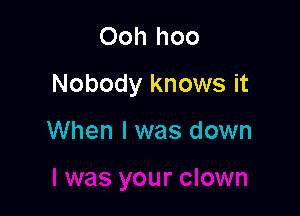 Ooh hoo

Nobody knows it

When I was down