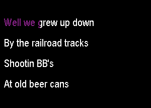 Well we grew up down

By the railroad tracks
Shootin BB's

At old beer cans