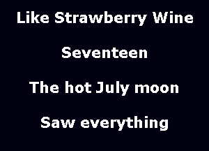 Like Strawberry Wine

Seventeen

The hot July moon

Saw everything