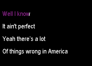 Well I know
It ain't perfect

Yeah there's a lot

0f things wrong in America