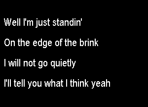 Well I'm just standin'
0n the edge of the brink

I will not go quietly

I'll tell you what I think yeah