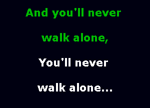 You'll never

walk alone...