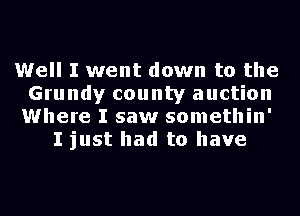 Well I went down to the

Grundy county auction

Where I saw somethin'
I just had to have