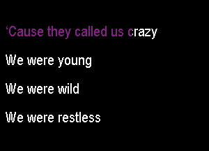 Cause they called us crazy

We were young
We were wild

We were restless