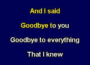 And I said

Goodbye to you

Goodbye to everything

That I knew