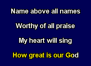 Name above all names

Worthy of all praise

My heart will sing

How great is our God