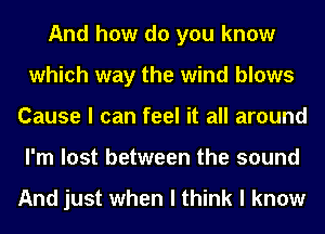 And how do you know
which way the wind blows
Cause I can feel it all around
I'm lost between the sound

And just when I think I know