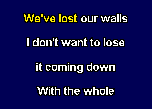We've lost our walls

I don't want to lose

it coming down

With the whole
