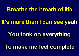 Breathe the breath of life
It's more than I can see yeah
You took on everything

To make me feel complete